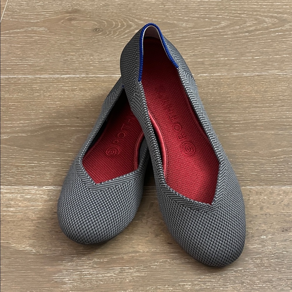 Rothy's The Flat Pebble Gray Knit Rounded Toe Ballet Flats size 7.5